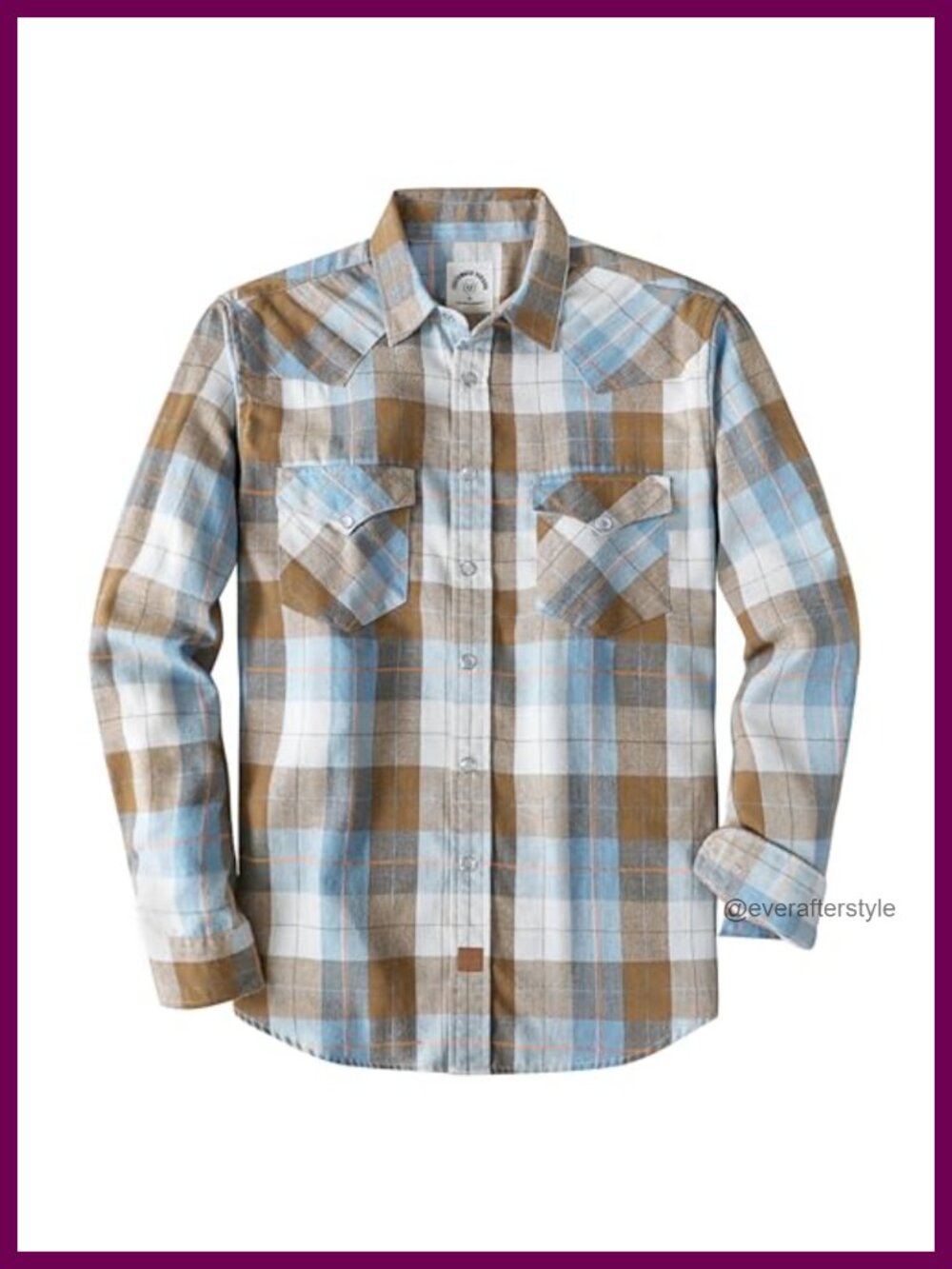 Dubinik Men's 6 oz Cotton Flannel Shirt Pearl Snap Western Cowboy Long Sleeve